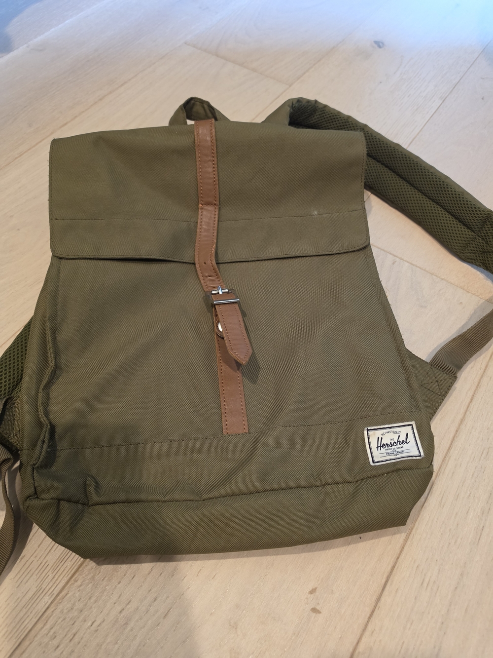 Herschel Supply Company Olive Canvas Backpack with Brown Trim